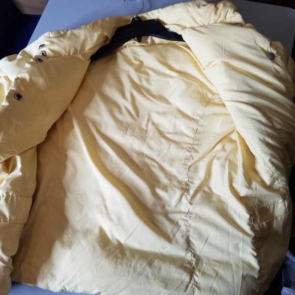 Vero Puimino Real Feather Embroidered Reversible Pale Yellow Puffer Jacket Sz S - Picture 11 of 16